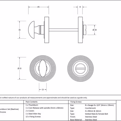 Polished Chrome Round Thumbturn Set (Beehive) - Image 4