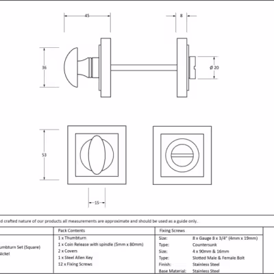 Polished Nickel Round Thumbturn Set (Square) - Image 5