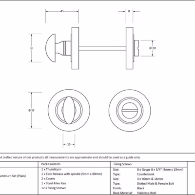 Black Round Thumbturn Set (Plain) - Image 3