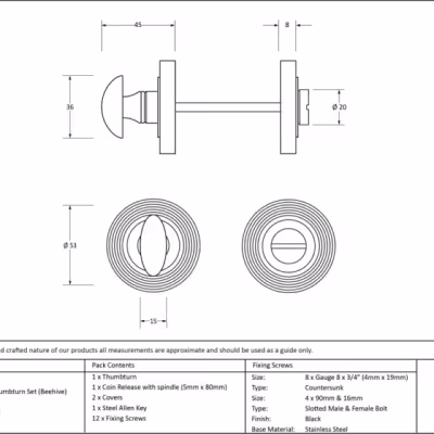 Black Round Thumbturn Set (Beehive) - Image 5