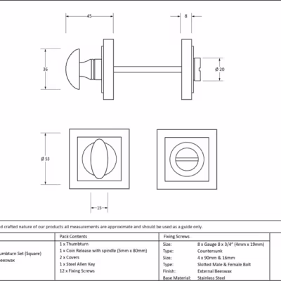 External Beeswax Round Thumbturn Set (Square) - Image 4