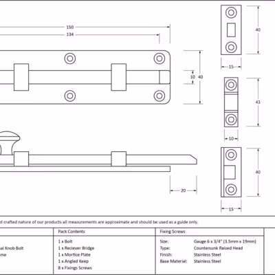 Satin Chrome 6" Universal Bolt - Image 3