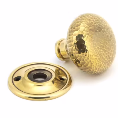 Aged Brass Hammered Mushroom Mortice/Rim Knob Set - Image 3
