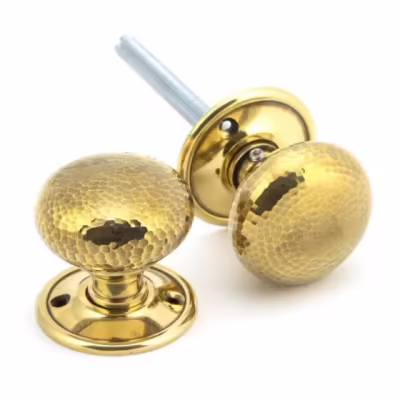 Aged Brass Hammered Mushroom Mortice/Rim Knob Set