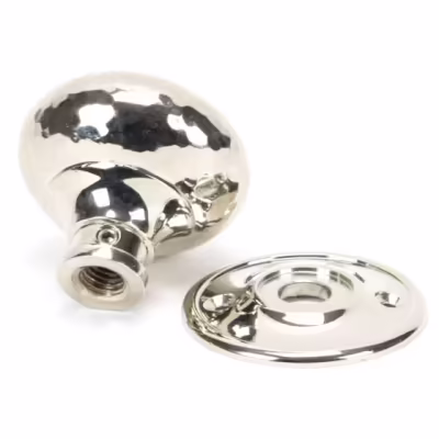 Polished Nickel Hammered Mushroom Mortice/Rim Knob Set - Image 3