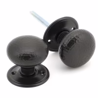Aged Bronze Hammered Mushroom Mortice/Rim Knob Set