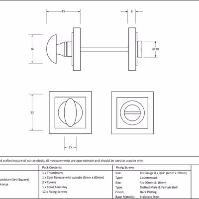 Polished Bronze Round Thumbturn Set (Square)