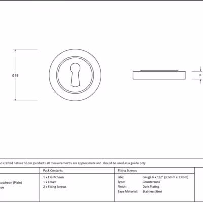 Aged Bronze Round Escutcheon (Plain) - Image 3