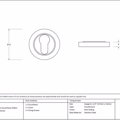 Polished Bronze Round Euro Escutcheon (Plain) - Image 4