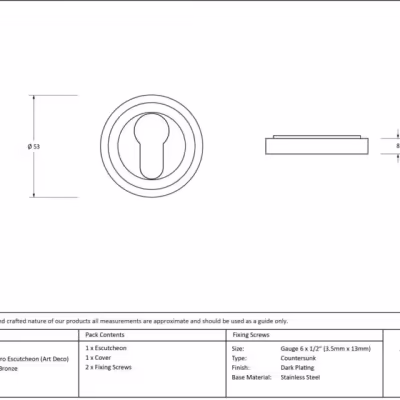 Polished Bronze Round Euro Escutcheon (Art Deco) - Image 4