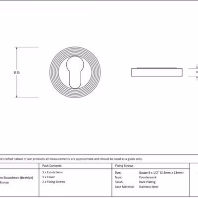 Polished Bronze Round Euro Escutcheon (Beehive) - Image 4