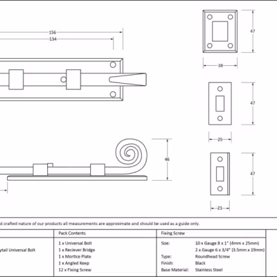 Black 6" Monkeytail Universal Bolt - Image 3