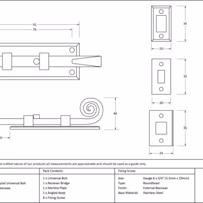 External Beeswax 4" Monkeytail Universal Bolt - Image 3