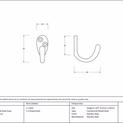 Satin Chrome Celtic Single Robe Hook - Image 2