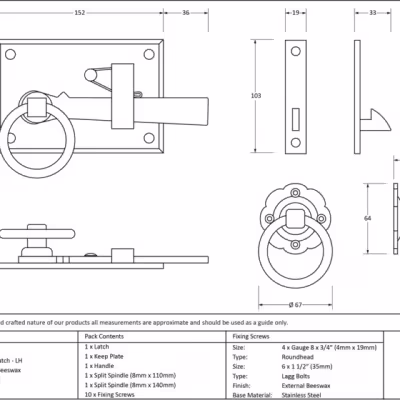 External Beeswax Cottage Latch - LH - Image 4