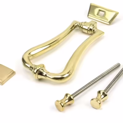 Polished Brass Slimline Art Deco Door Knocker - Image 3