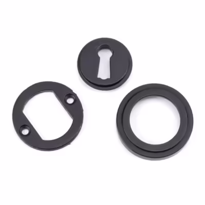 Matt Black Round Escutcheon (Art Deco) - Image 3