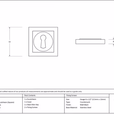 Matt Black Round Escutcheon (Square) - Image 3