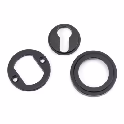 Matt Black Round Euro Escutcheon (Art Deco) - Image 3