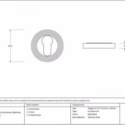 Matt Black Round Euro Escutcheon (Beehive) - Image 5