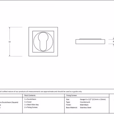 Matt Black Round Euro Escutcheon (Square) - Image 4