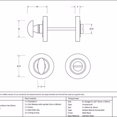 Matt Black Round Thumbturn Set (Plain) - Image 3