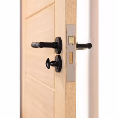 Matt Black Round Thumbturn Set (Art Deco) - Image 6