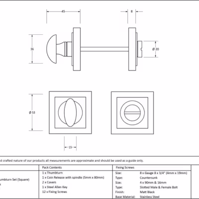 Matt Black Round Thumbturn Set (Square) - Image 3