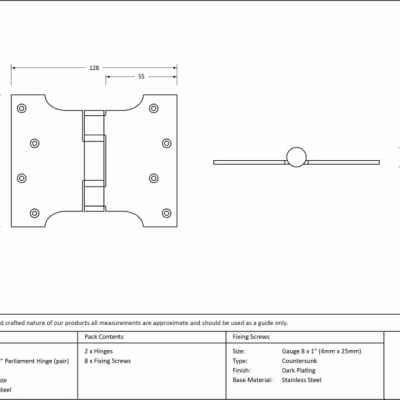 Aged Bronze 4" x 3" x 5" Parliament Hinge (pair) ss - Image 3