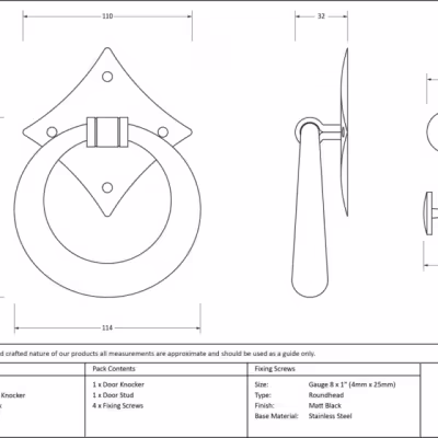 Matt Black Ring Door Knocker - Image 3