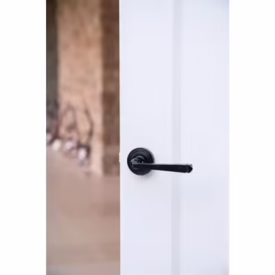 Black Avon Round Lever on Rose Set (Beehive) - Unsprung - Image 6