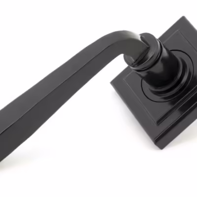 Black Avon Round Lever on Rose Set (Square) - Unsprung