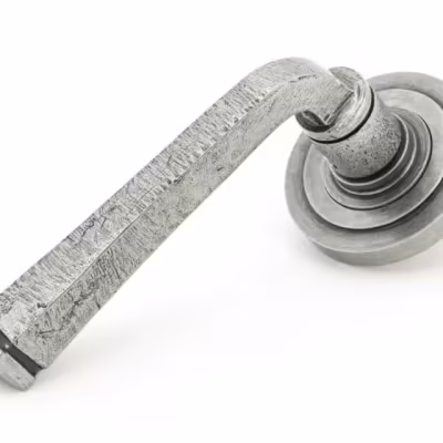 Pewter Avon Round Lever on Rose Set (Art Deco) - Unsprung