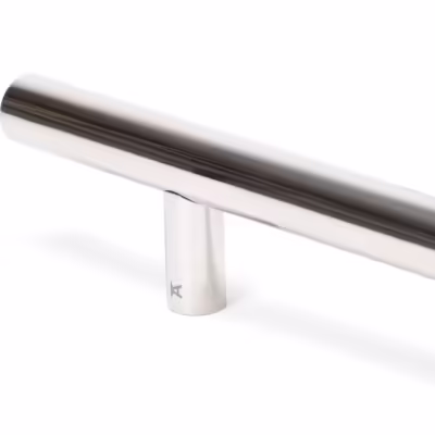 Polished SS (316) 0.6m T Bar Handle Secret Fix 32mm Ø - Image 3