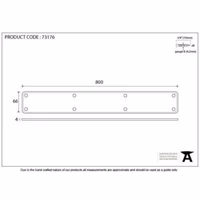 Pewter 800mm Plain Fingerplate - Image 3
