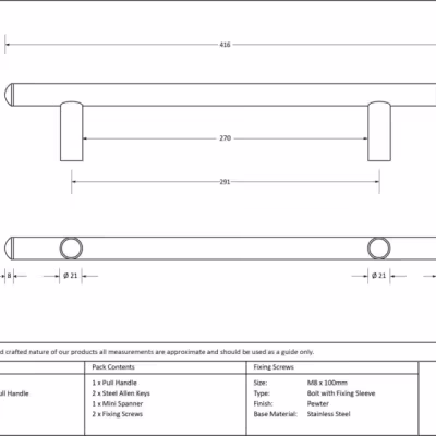 Pewter 400mm Pull Handle - Image 4