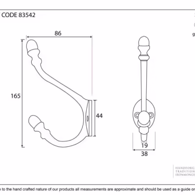 Black 6 1/2" Hat & Coat Hook - Image 2