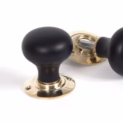 Ebony and PB Bun Mortice/Rim Knob Set
