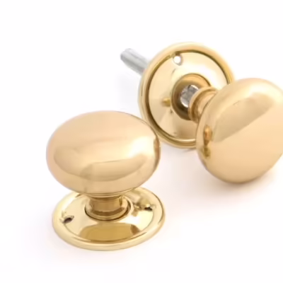Polished Brass Mushroom Mortice/Rim Knob Set