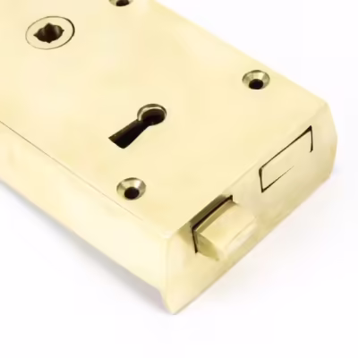 Polished Brass Left Hand Rim Lock - Small - Image 2