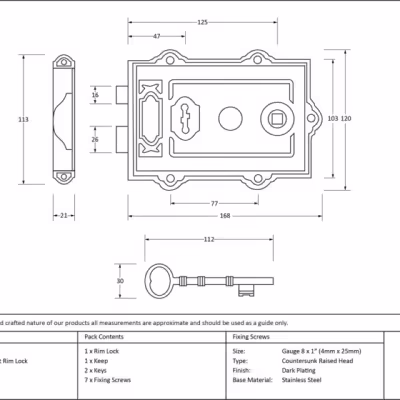 Iron Davenport Rim Lock - Image 3