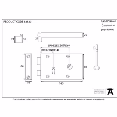Polished Brass Right Hand Rim Lock - Small - Image 3