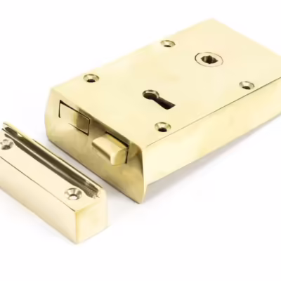 Polished Brass Right Hand Rim Lock - Small