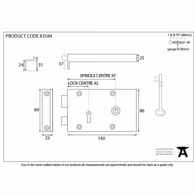 Iron Right Hand Rim Lock - Small - Image 3