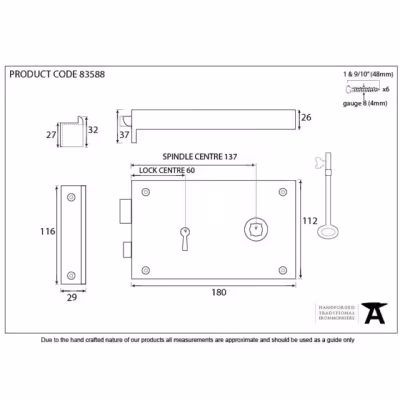 Polished Brass Right Hand Rim Lock - Large - Image 3