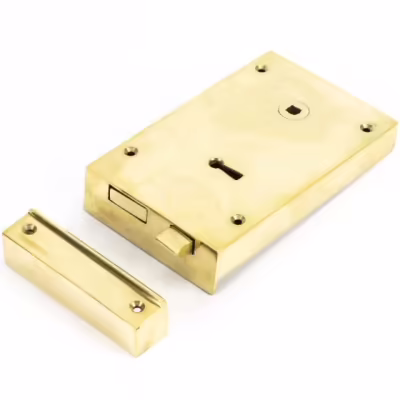 Polished Brass Right Hand Rim Lock - Large
