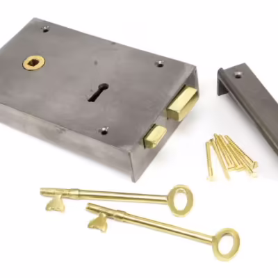 Iron Left Hand Rim Lock - Large - Image 1