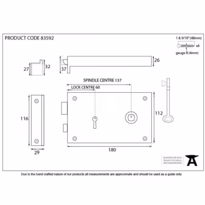 Iron Right Hand Rim Lock - Large - Image 3