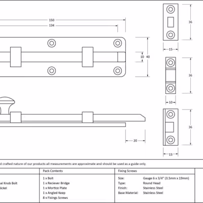 Polished Nickel 6" Universal Bolt - Image 3