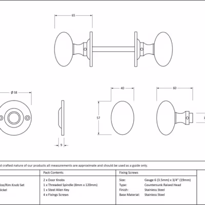 Polished Nickel Oval Mortice/Rim Knob Set - Image 4